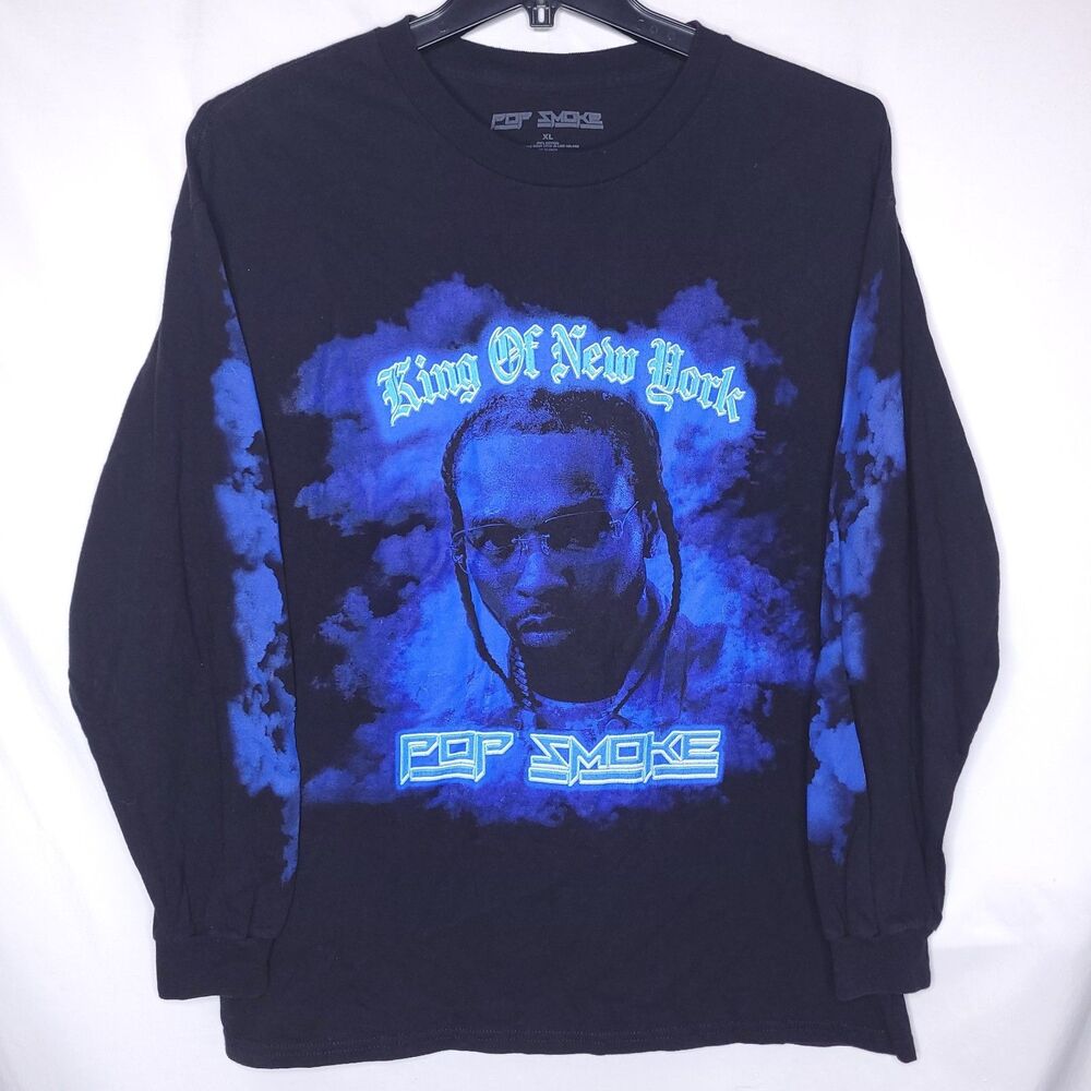 Pop Smoke T Shirt Mens XL Black King Of New York Long Sleeve